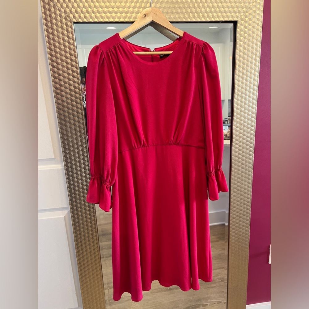 Maggy London Double Lined Dress with Ruffled Sleeves Women’s 12